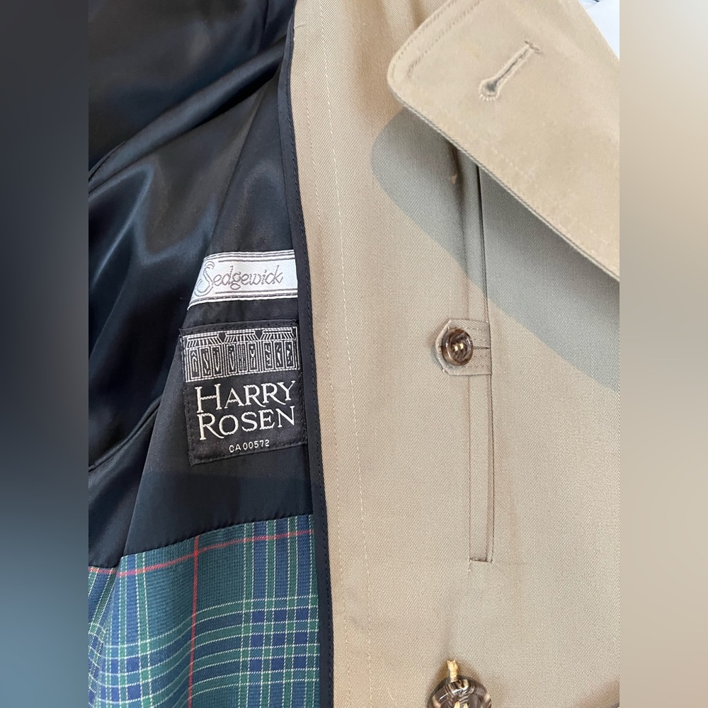Harry Rosen Mens Trench with Belt - Picture 4 of 5